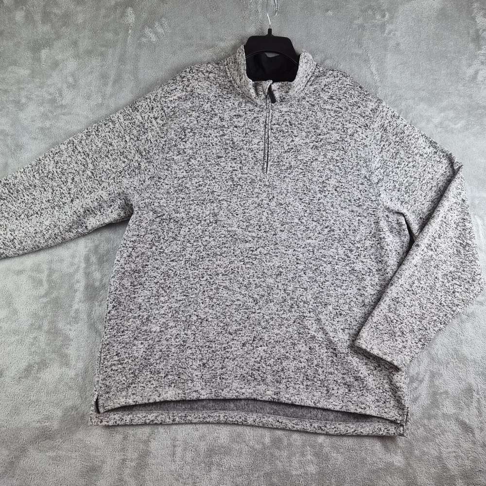 Wrangler Authentic Sweater Men XL Gray Heathered Knit 1/4 Zip Mock Neck Pullover